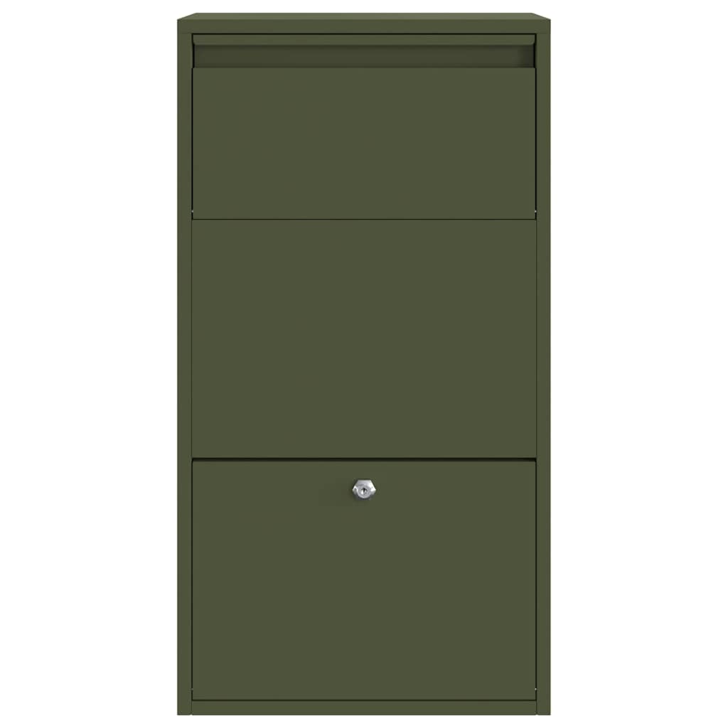 vidaXL Θυρίδα Πακέτων με πόρτα Ελιά Πράσινη 44 x 22 x 82 εκ. Ατσάλι