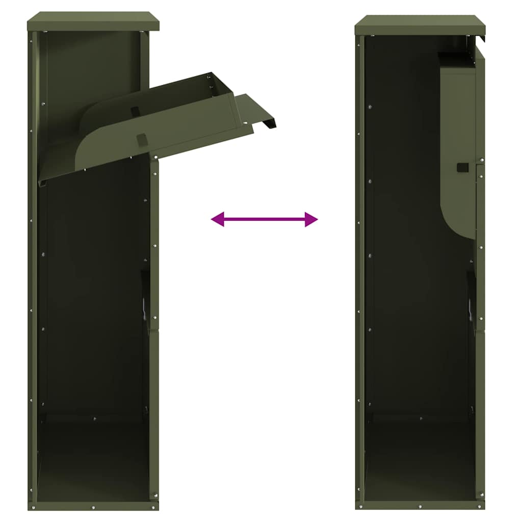 vidaXL Θυρίδα Πακέτων με πόρτα Ελιά Πράσινη 44 x 22 x 82 εκ. Ατσάλι