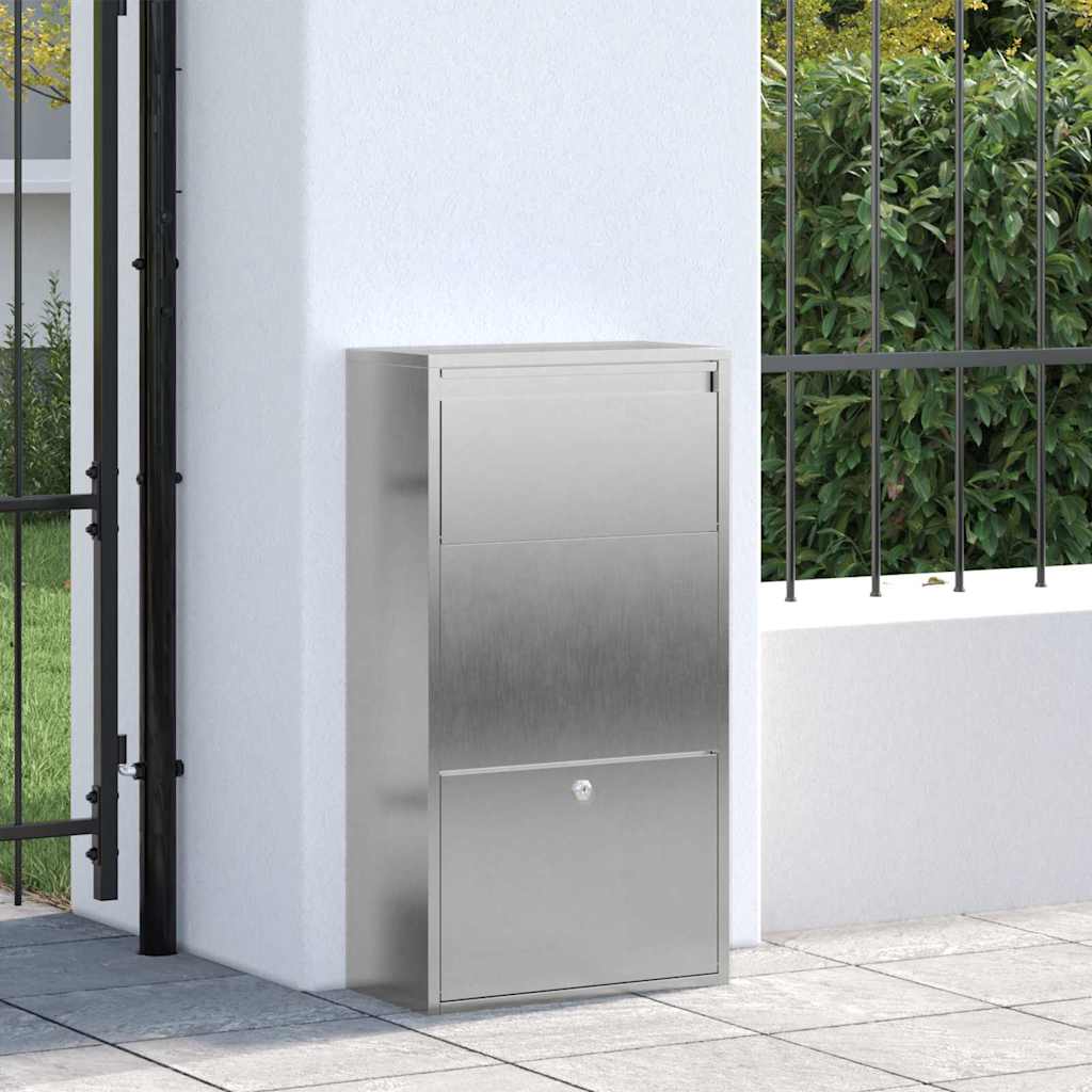 vidaXL Θυρίδα Πακέτων Ασημί 44 x 22 x 82 εκ. Ανοξείδωτο ατσάλι