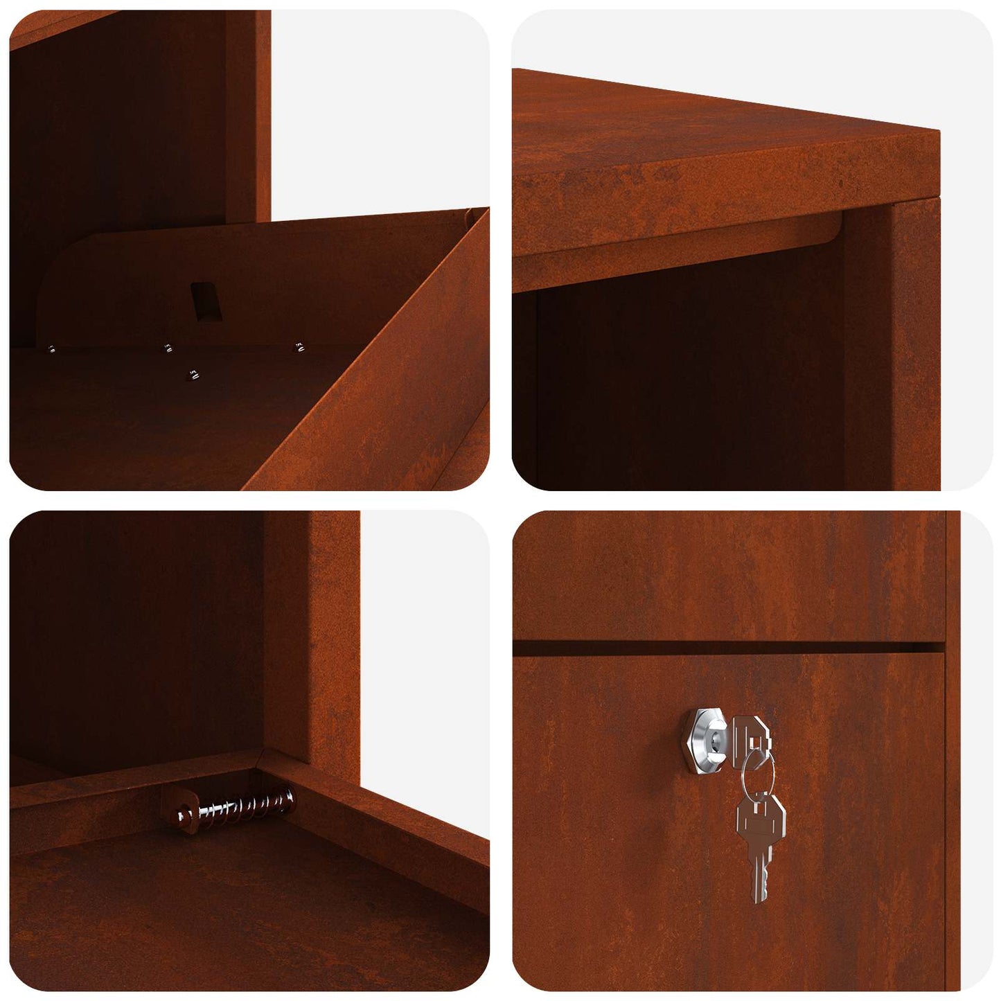 vidaXL Θυρίδα Πακέτων με αποθήκευση με πόρτα Σκ rusty 44 x 22 x 82 εκ.