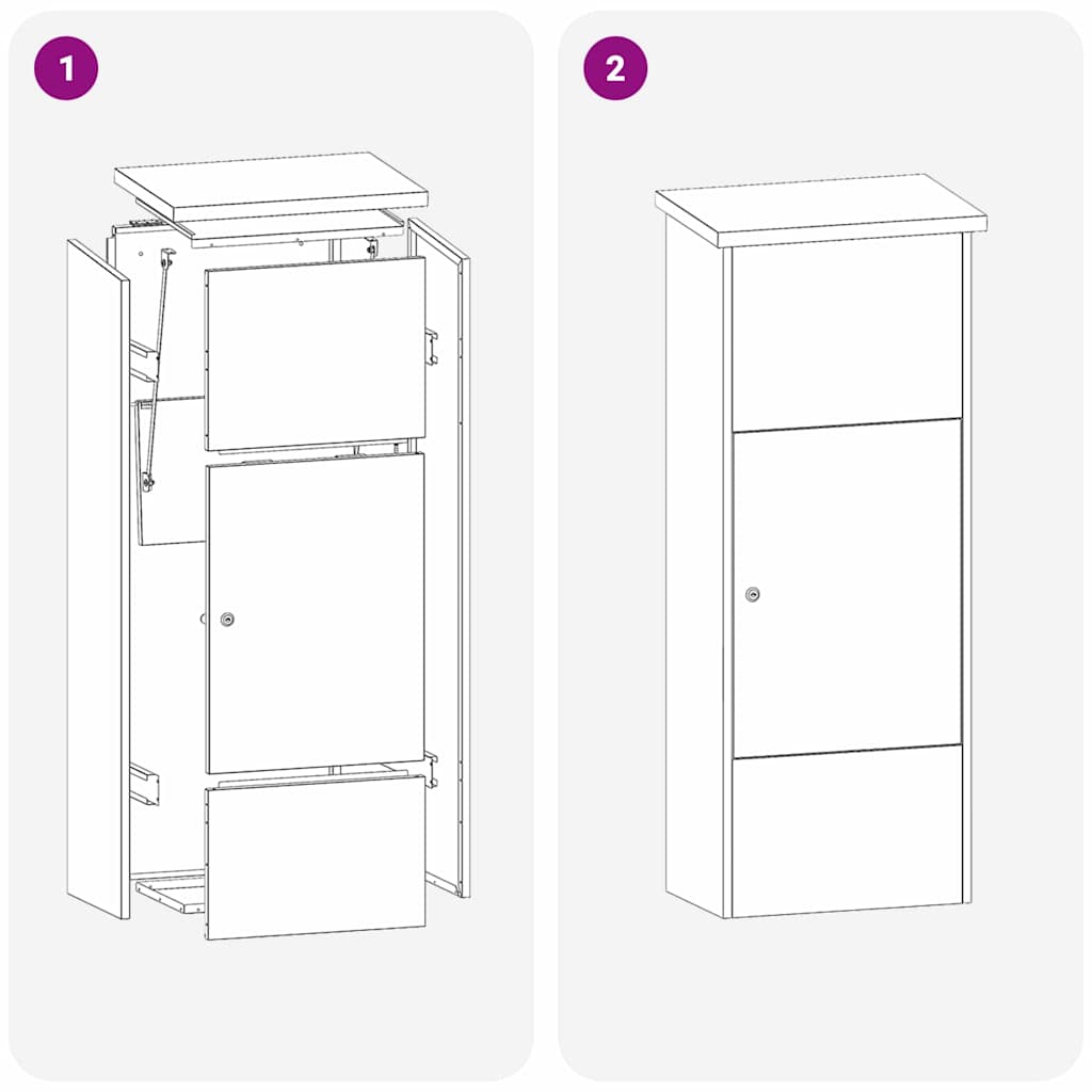 vidaXL Θυρίδα Πακέτων με αποθήκευση Μαύρο 44,5 x 29 x 110,5 εκ Ατσάλι