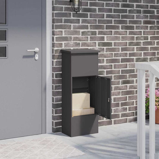 vidaXL Θυρίδα Πακέτων με αποθήκευση Μαύρο 44,5 x 29 x 110,5 εκ Ατσάλι