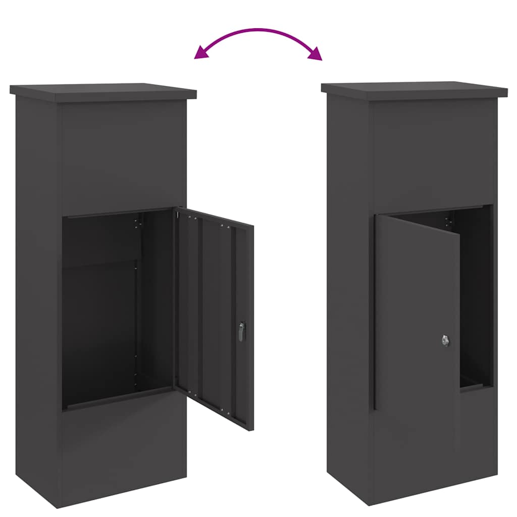 vidaXL Θυρίδα Πακέτων με αποθήκευση Μαύρο 44,5 x 29 x 110,5 εκ Ατσάλι