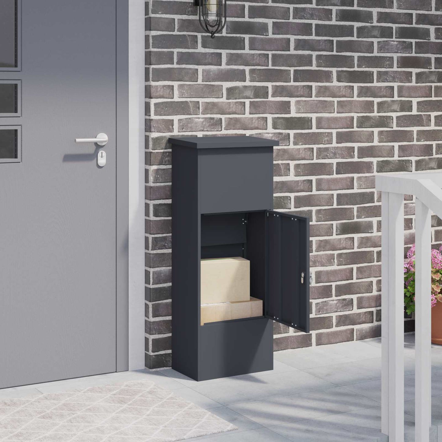 vidaXL Θυρίδα Πακέτων με πόρτα Ανθρακί 44,5 x 29 x 110,5 εκ Ατσάλι