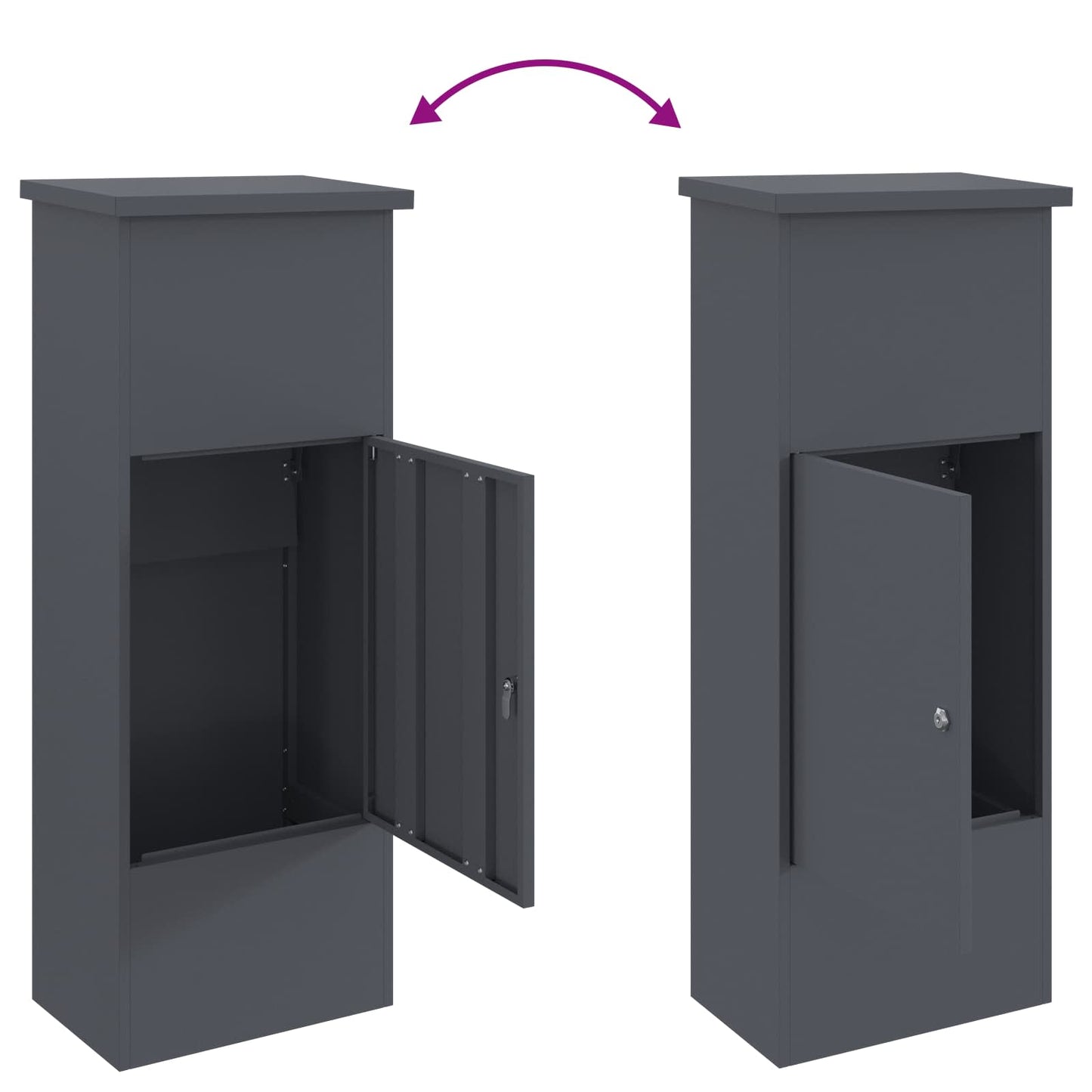 vidaXL Θυρίδα Πακέτων με πόρτα Ανθρακί 44,5 x 29 x 110,5 εκ Ατσάλι