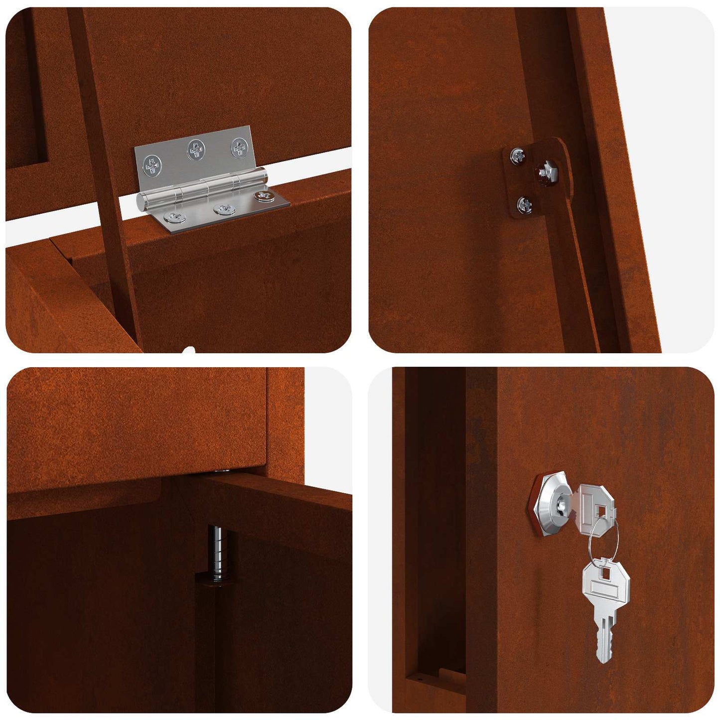 vidaXL Θυρίδα Πακέτων με αποθήκευση Σκ rusty 44,5 x 29 x 110,5 εκ