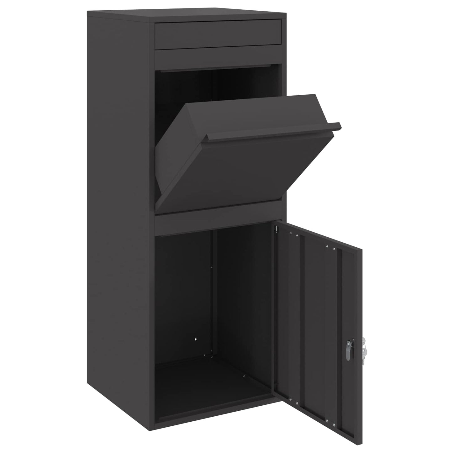 vidaXL Θυρίδα Πακέτων με αποθήκευση Μαύρο 41 x 38 x 103 εκ Ατσάλι