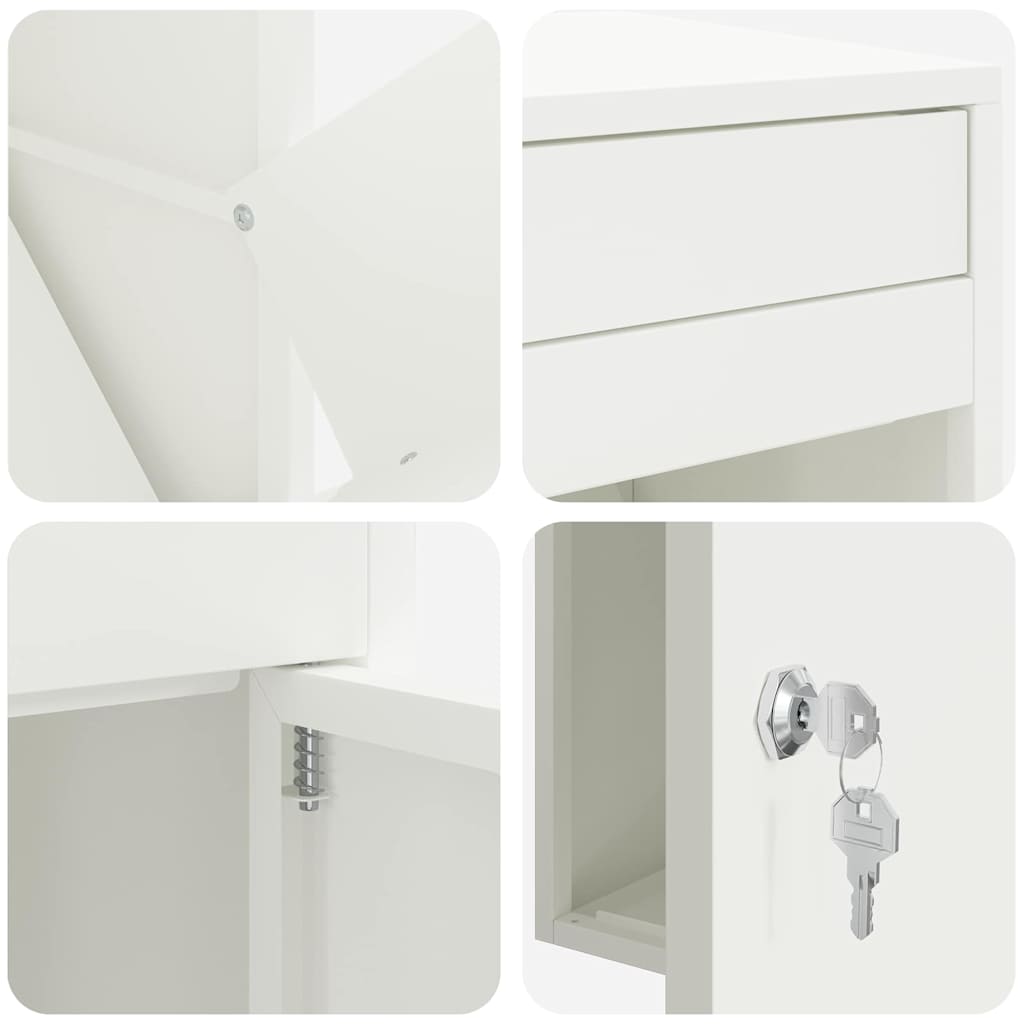 vidaXL Θυρίδα Πακέτων με αποθήκευση Λευκό 41 x 38 x 103 εκ Ατσάλι