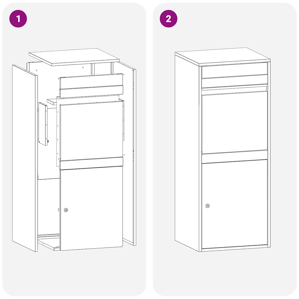 vidaXL Θυρίδα Πακέτων με αποθήκευση Ανθρακί 41 x 38 x 103 εκ Ατσάλι