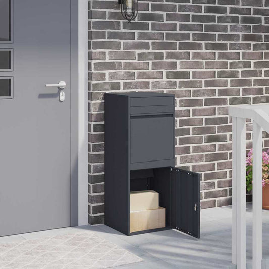 vidaXL Θυρίδα Πακέτων με αποθήκευση Ανθρακί 41 x 38 x 103 εκ Ατσάλι