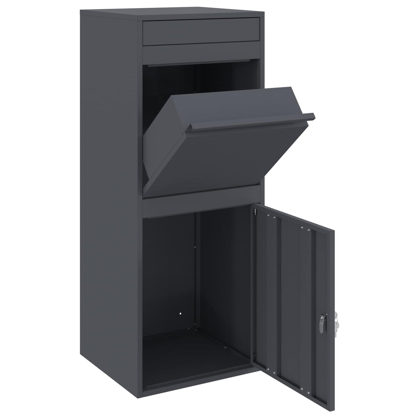 vidaXL Θυρίδα Πακέτων με αποθήκευση Ανθρακί 41 x 38 x 103 εκ Ατσάλι