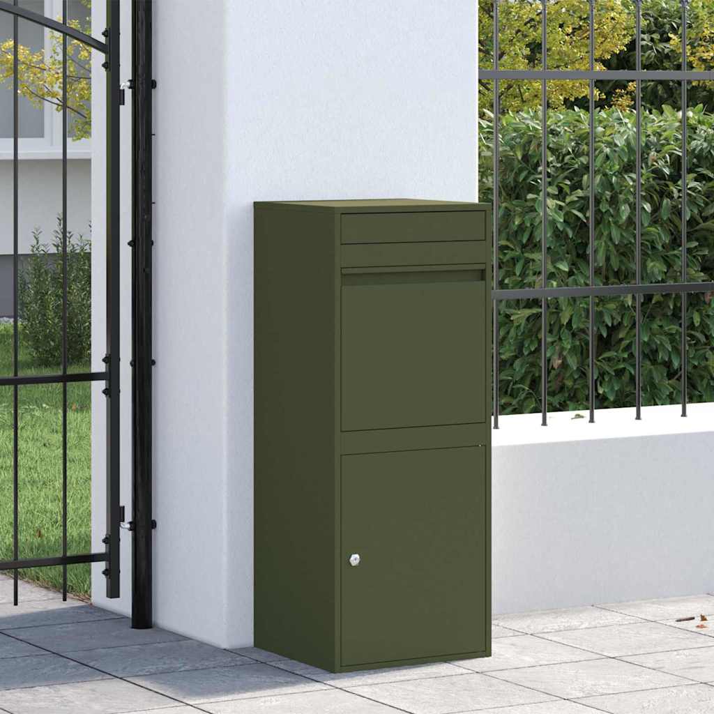 vidaXL Θυρίδα Πακέτων με αποθήκευση Λαδί 41 x 38 x 103 εκ Ατσάλι