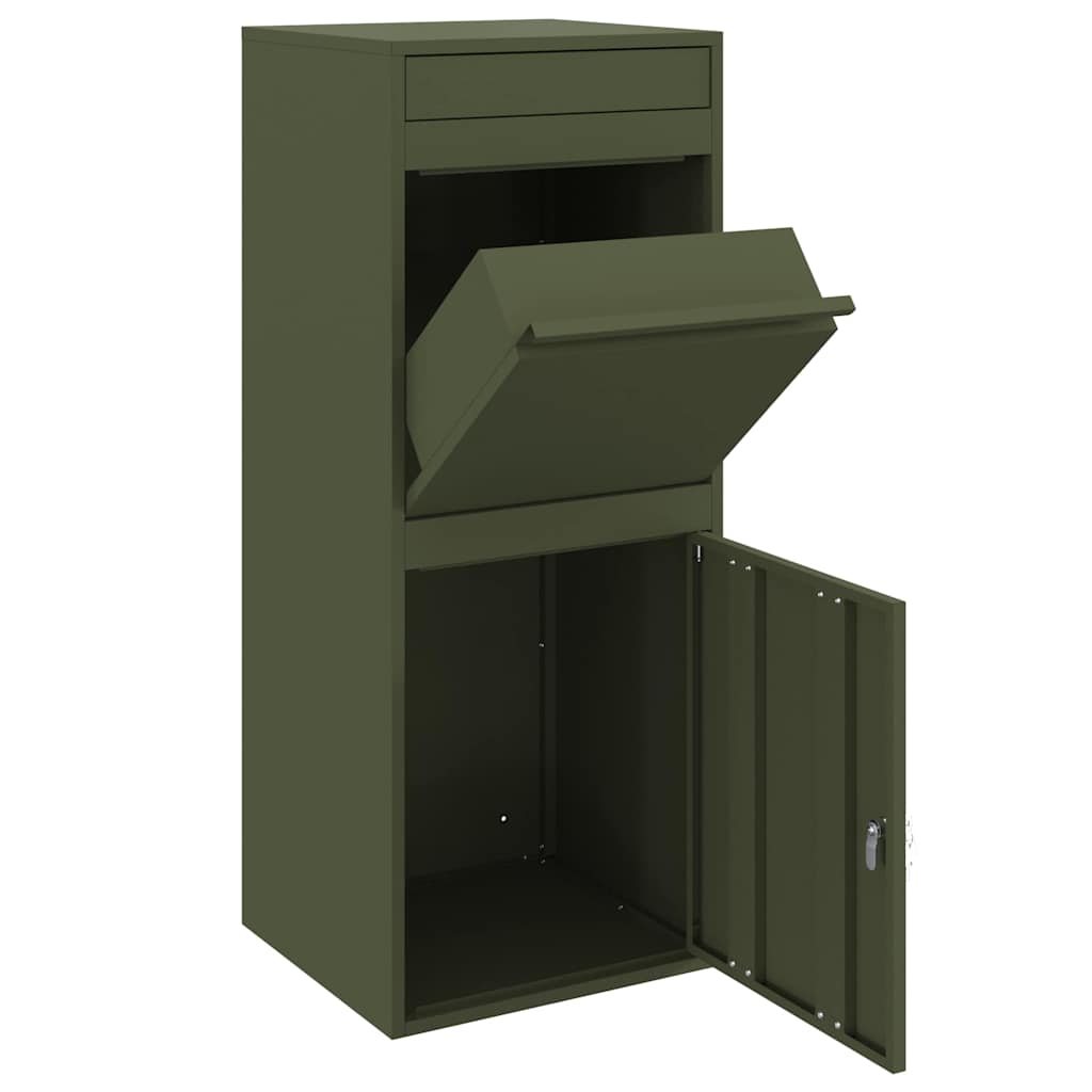 vidaXL Θυρίδα Πακέτων με αποθήκευση Λαδί 41 x 38 x 103 εκ Ατσάλι