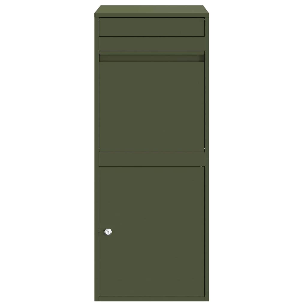vidaXL Θυρίδα Πακέτων με αποθήκευση Λαδί 41 x 38 x 103 εκ Ατσάλι