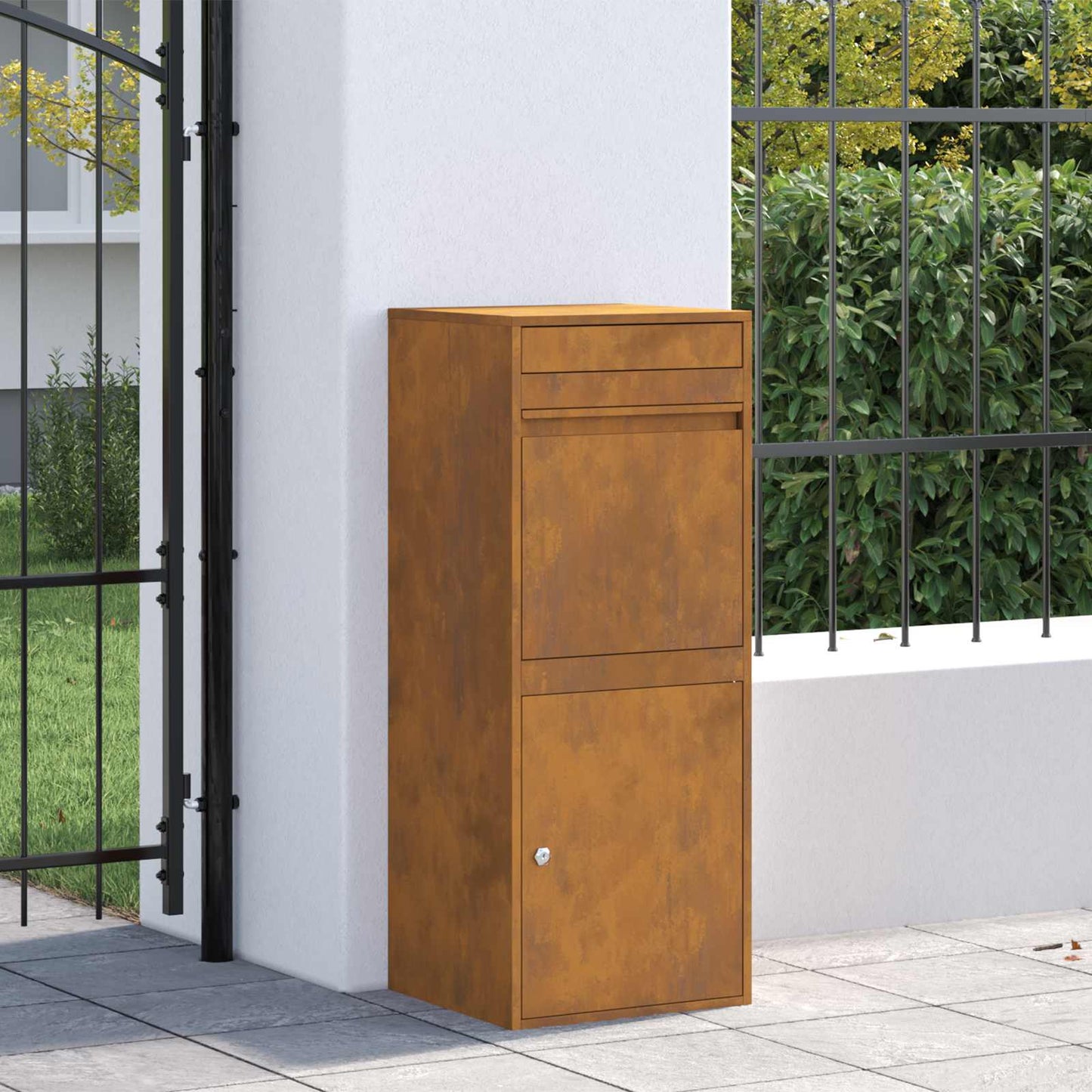 vidaXL Θυρίδα Πακέτων με αποθήκευση με πόρτα Σκ rusty 41 x 38 x 103 εκ