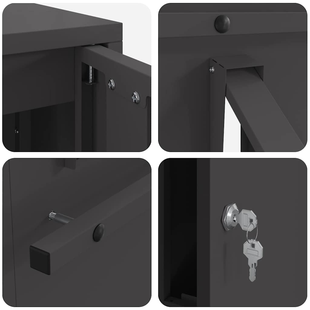 vidaXL γραμματοκιβώτιο Μαύρο 30 x 23 x 55 εκ. Ατσάλι