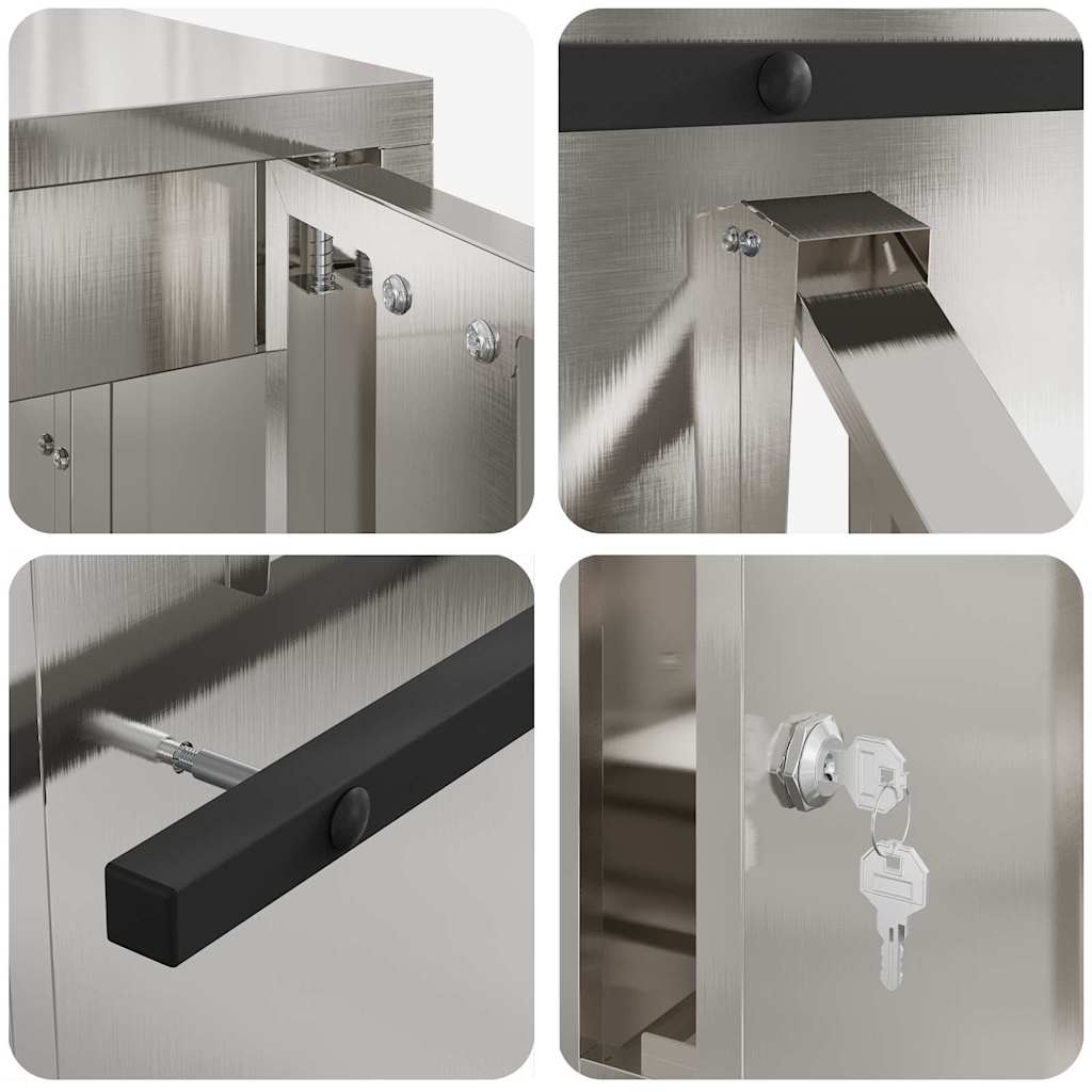 vidaXL γραμματοκιβώτιο Μαύρο 30 x 23 x 55 εκ. Ανοξείδωτο ατσάλι