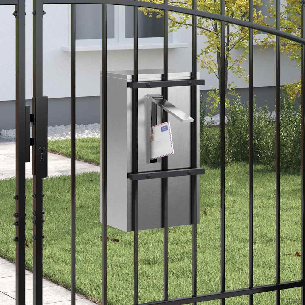 vidaXL γραμματοκιβώτιο Μαύρο 30 x 23 x 55 εκ. Ανοξείδωτο ατσάλι