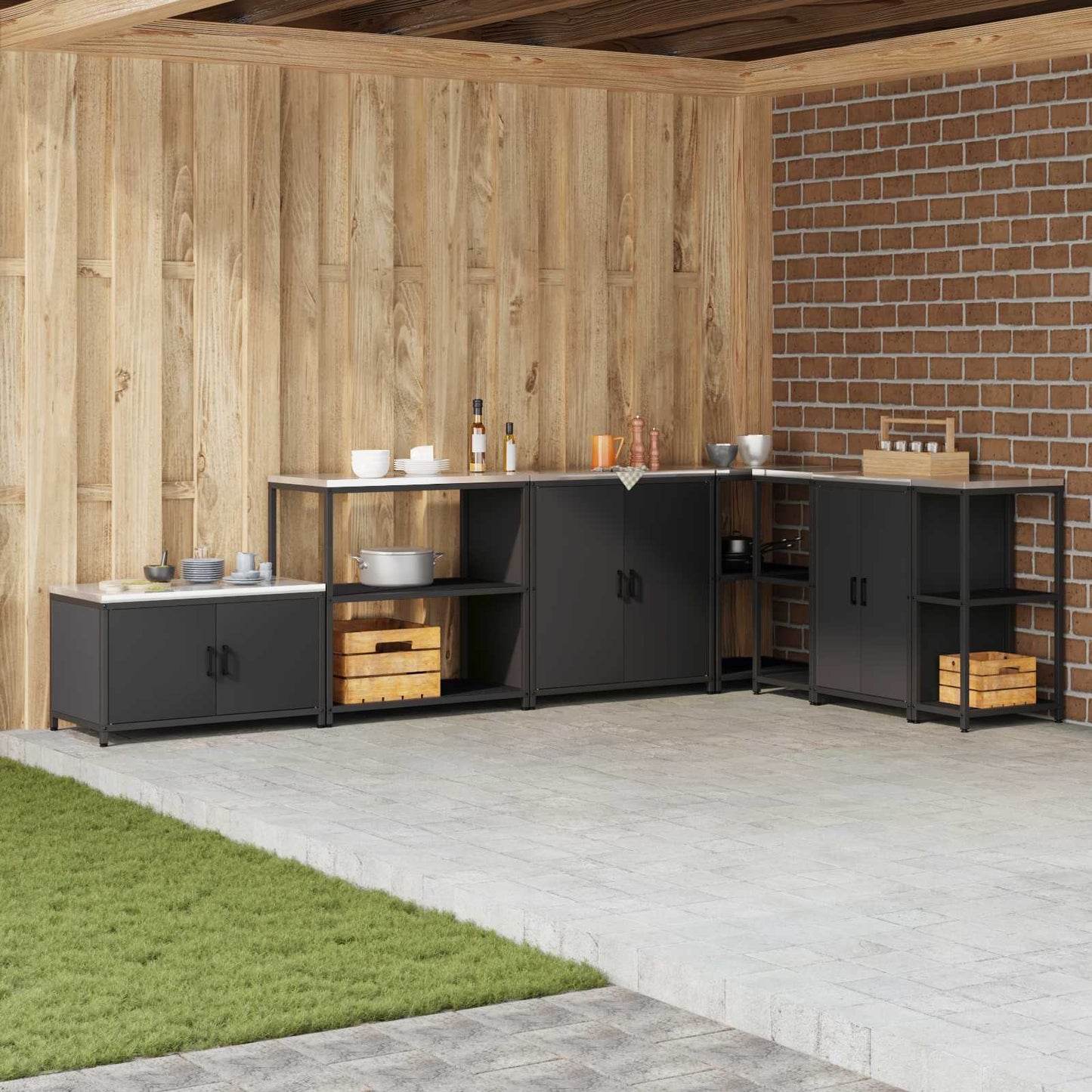 vidaXL Ράφι Κουζίνας HATTEM Μαύρο 90 x 50 x 92 εκ Ατσάλι