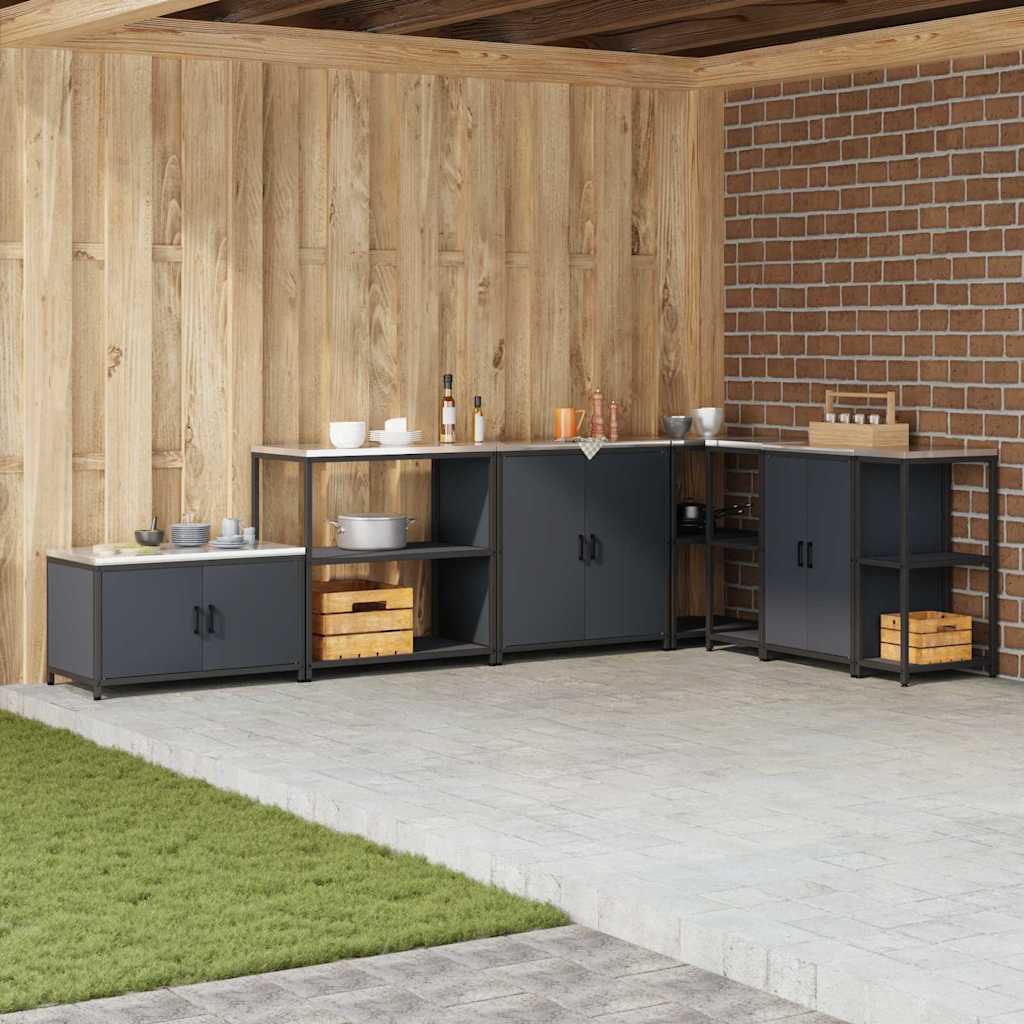 vidaXL Ράφι Αποθήκευσης Κουζίνας με ράφι με αποθήκευση Ανθρακί Ατσάλι