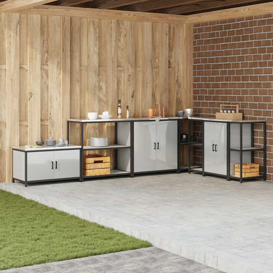 vidaXL Ράφι Αποθήκευσης Κουζίνας με ράφι Ασημί Γαλβανισμένος χάλυβας