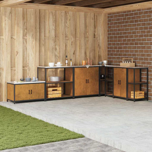 vidaXL Ράφι Αποθήκευσης Κουζίνας με ράφι Σκ rusty Ανθεκτικό ατσάλι