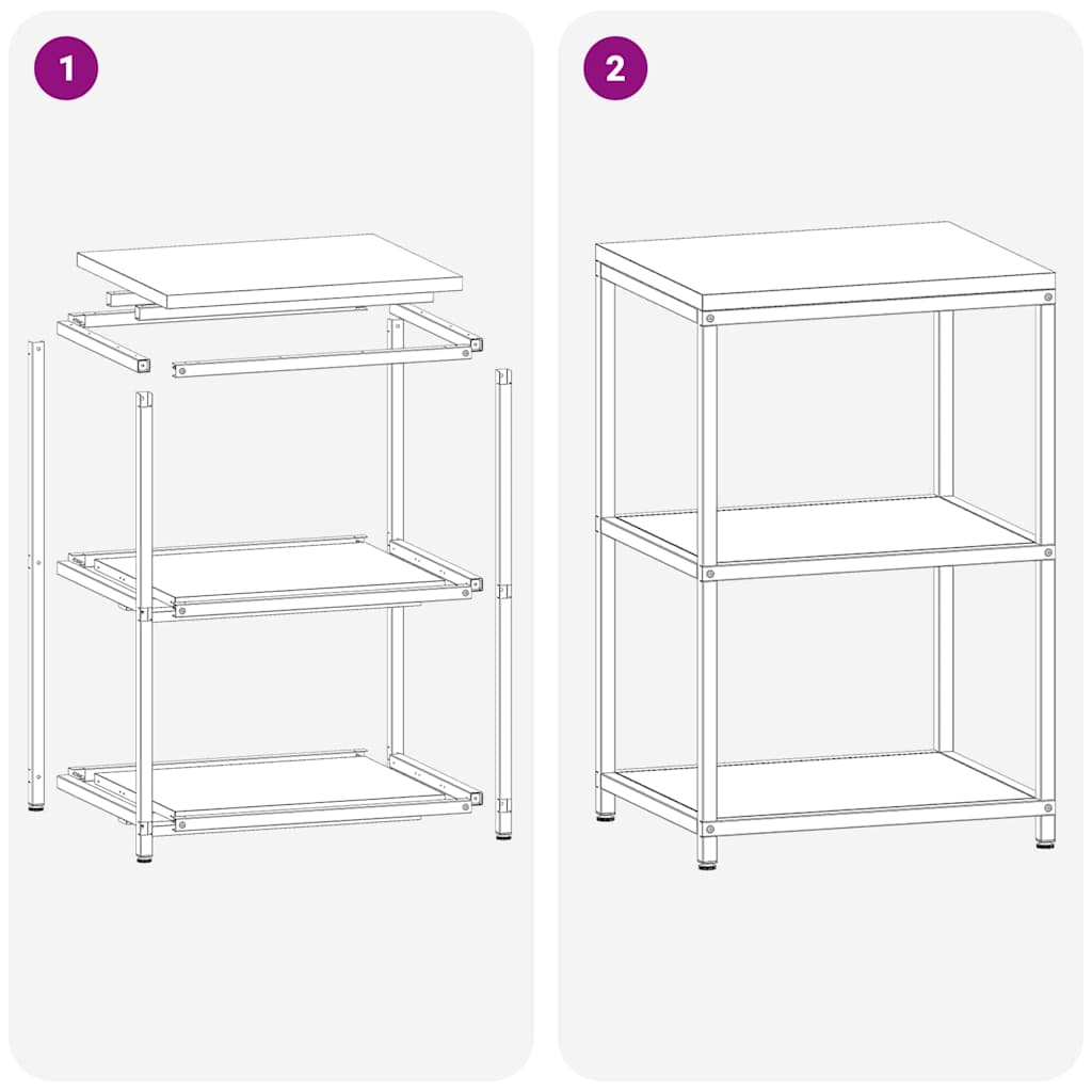 vidaXL Ράφι Αποθήκευσης Κουζίνας με ράφι Ασημί Γαλβανισμένος χάλυβας