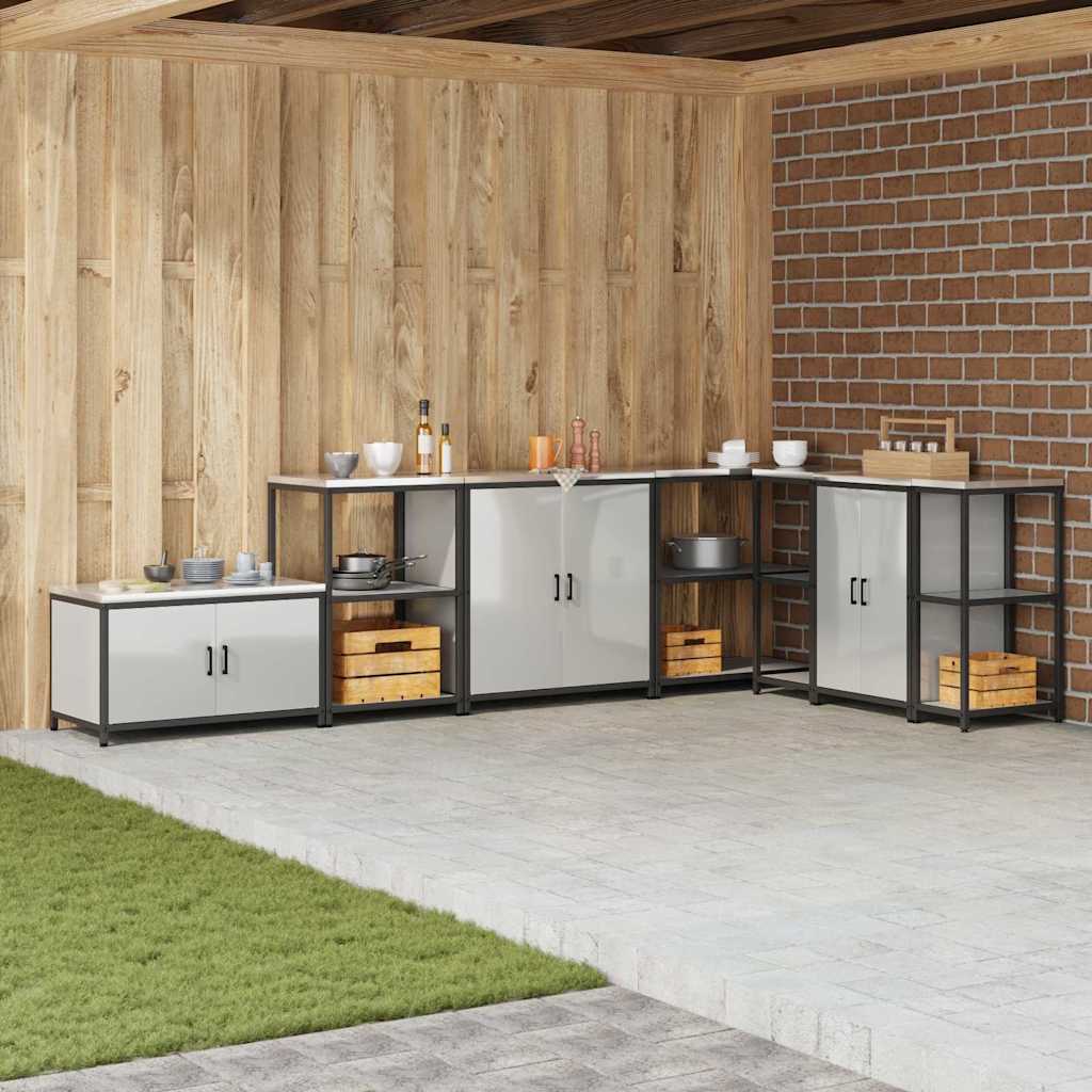 vidaXL Ράφι Αποθήκευσης Κουζίνας με ράφι Ασημί Γαλβανισμένος χάλυβας