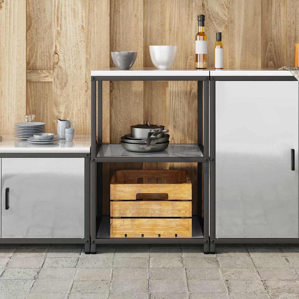 vidaXL Ράφι Αποθήκευσης Κουζίνας με ράφι Ασημί Γαλβανισμένος χάλυβας