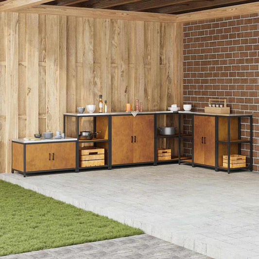 vidaXL Ράφι Αποθήκευσης Κουζίνας με ράφι Σκ rusty Ανθεκτικό ατσάλι