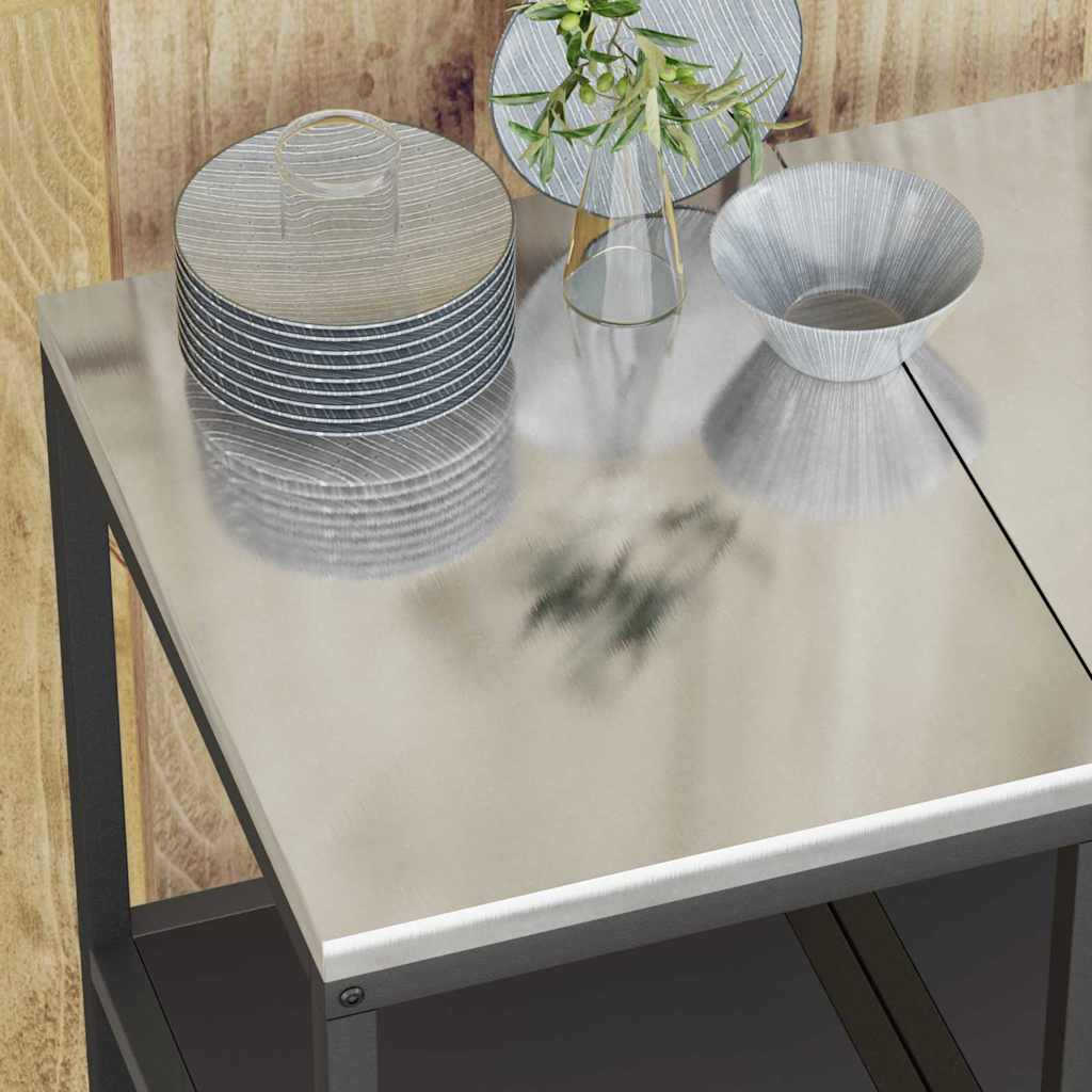 vidaXL Ράφι Αποθήκευσης Κουζίνας με ράφι με αποθήκευση Μαύρο Ατσάλι