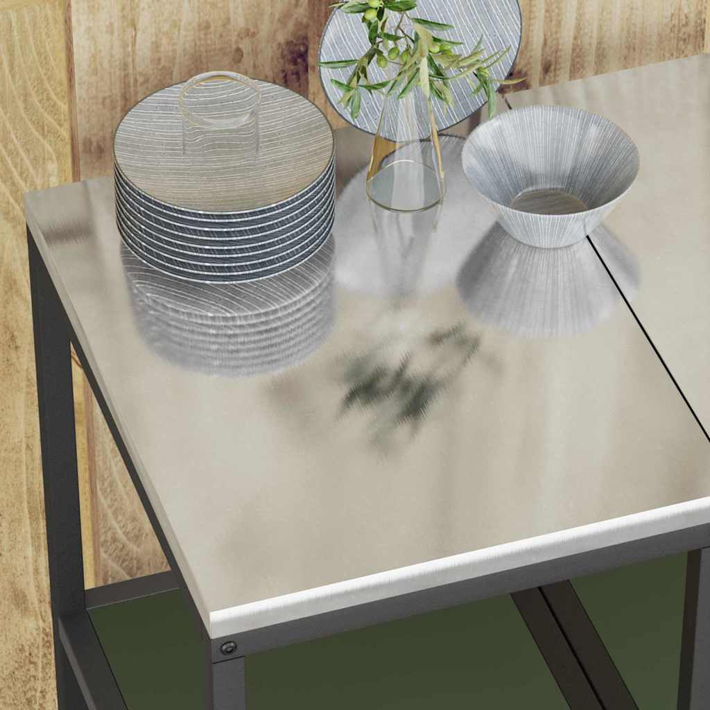 vidaXL Ράφι Αποθήκευσης Κουζίνας με ράφι Ελαιόχρωμο Ατσάλι