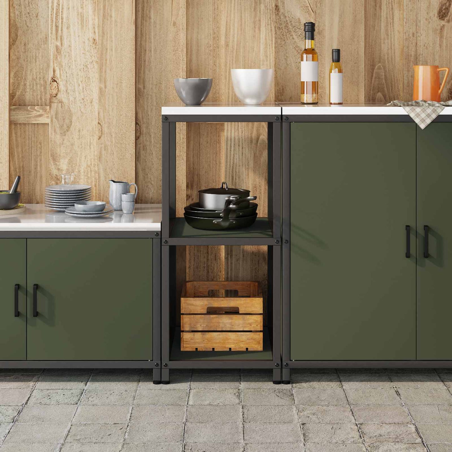 vidaXL Ράφι Κουζίνας HATTEM Λαδί 40 x 50 x 92 εκ Ατσάλι