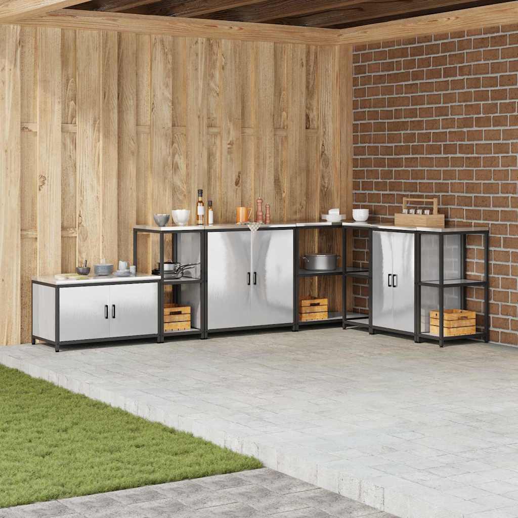 vidaXL Ράφι Αποθήκευσης Κουζίνας με ράφι Ασημί Ανοξείδωτο ατσάλι