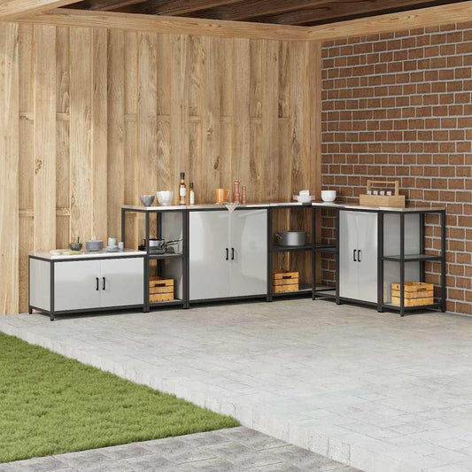 vidaXL Ράφι Αποθήκευσης Κουζίνας με ράφι Ασημί Γαλβανισμένος χάλυβας