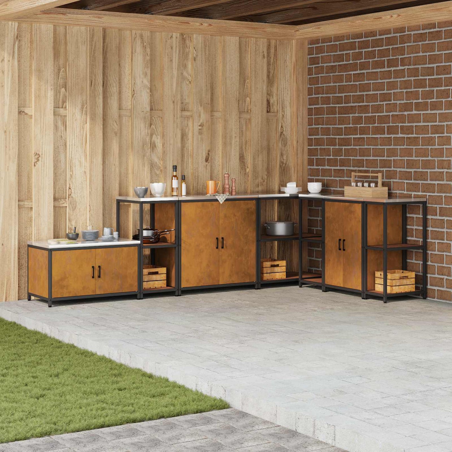 vidaXL Αποθηκευτικός Χώρος Κουζίνας Σκ rusty 60 x 50 x 92 εκ Ατσάλι
