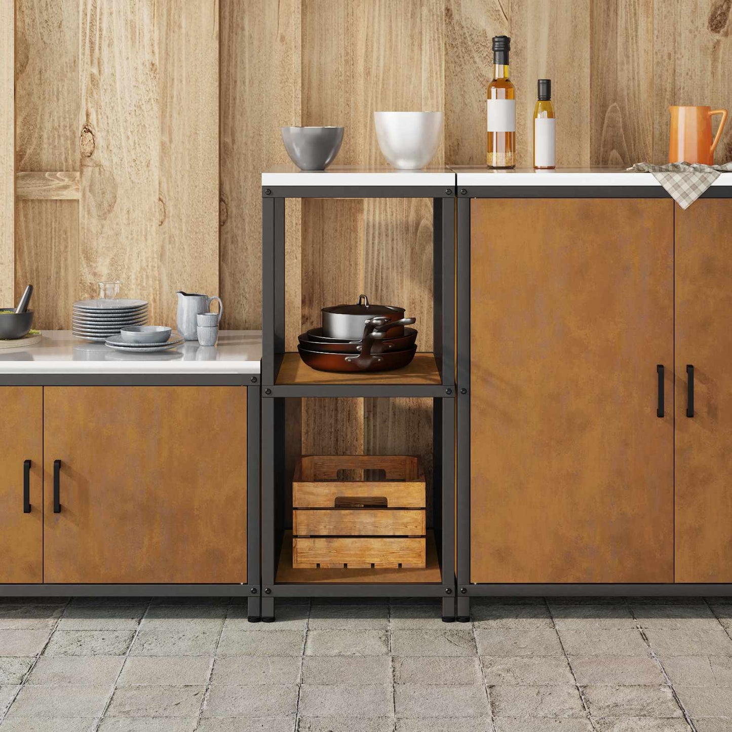 vidaXL Αποθηκευτικός Χώρος Κουζίνας Σκ rusty 60 x 50 x 92 εκ Ατσάλι
