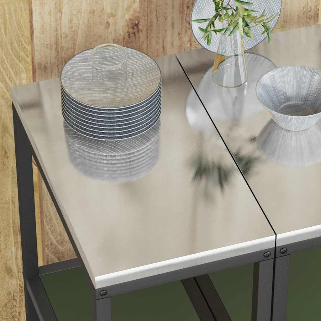 vidaXL Ράφι Αποθήκευσης Κουζίνας με ράφι Ελαιόχρωμο Ατσάλι