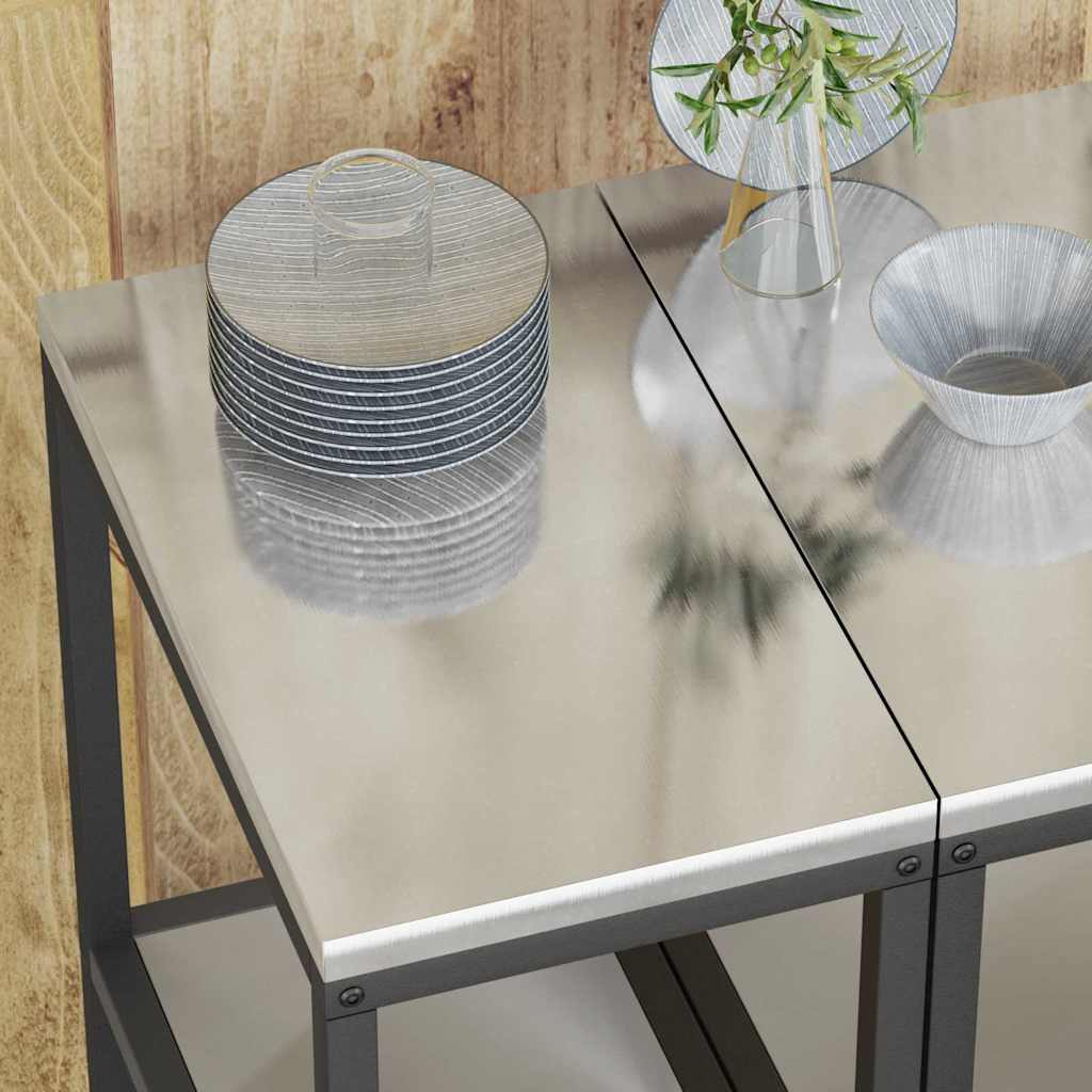 vidaXL Ράφι Αποθήκευσης Κουζίνας με ράφι Ασημί Ανοξείδωτο ατσάλι