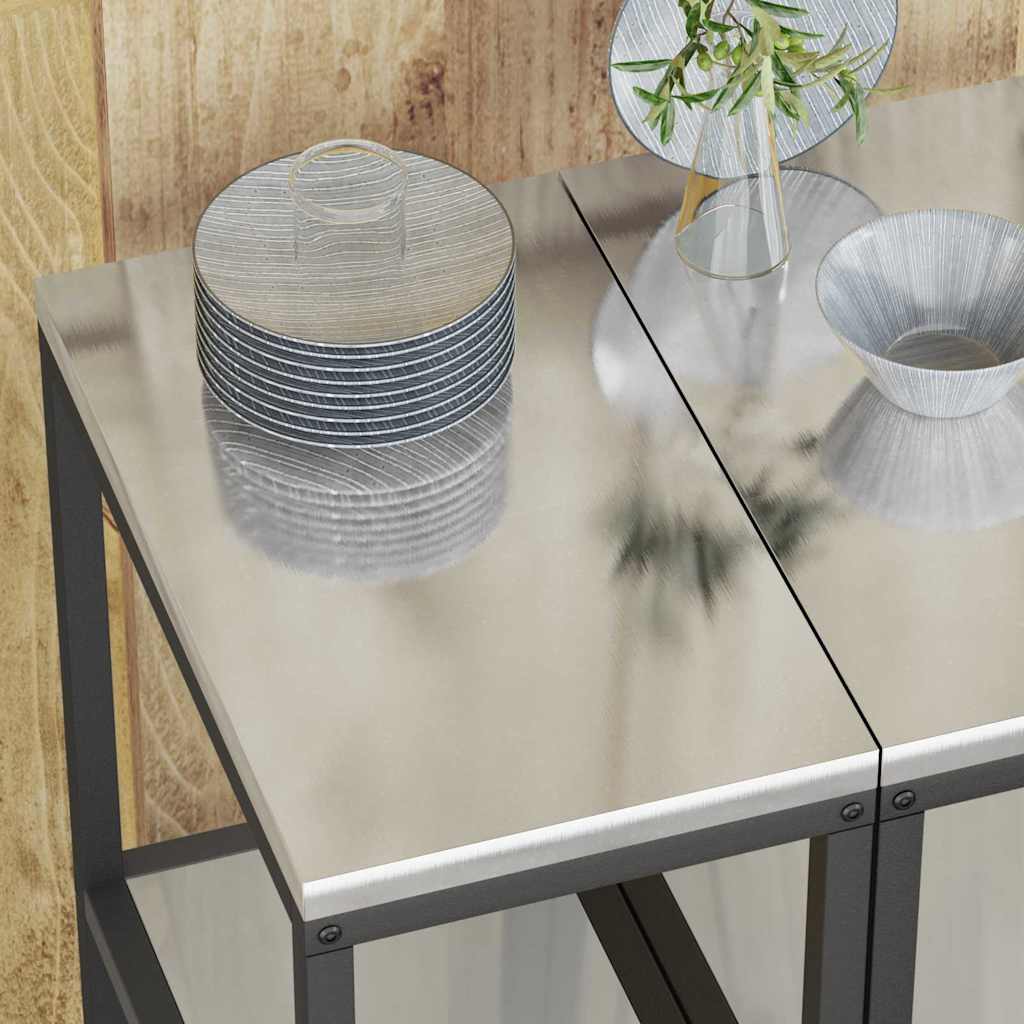 vidaXL Ράφι Αποθήκευσης Κουζίνας με ράφι Ασημί Γαλβανισμένος χάλυβας