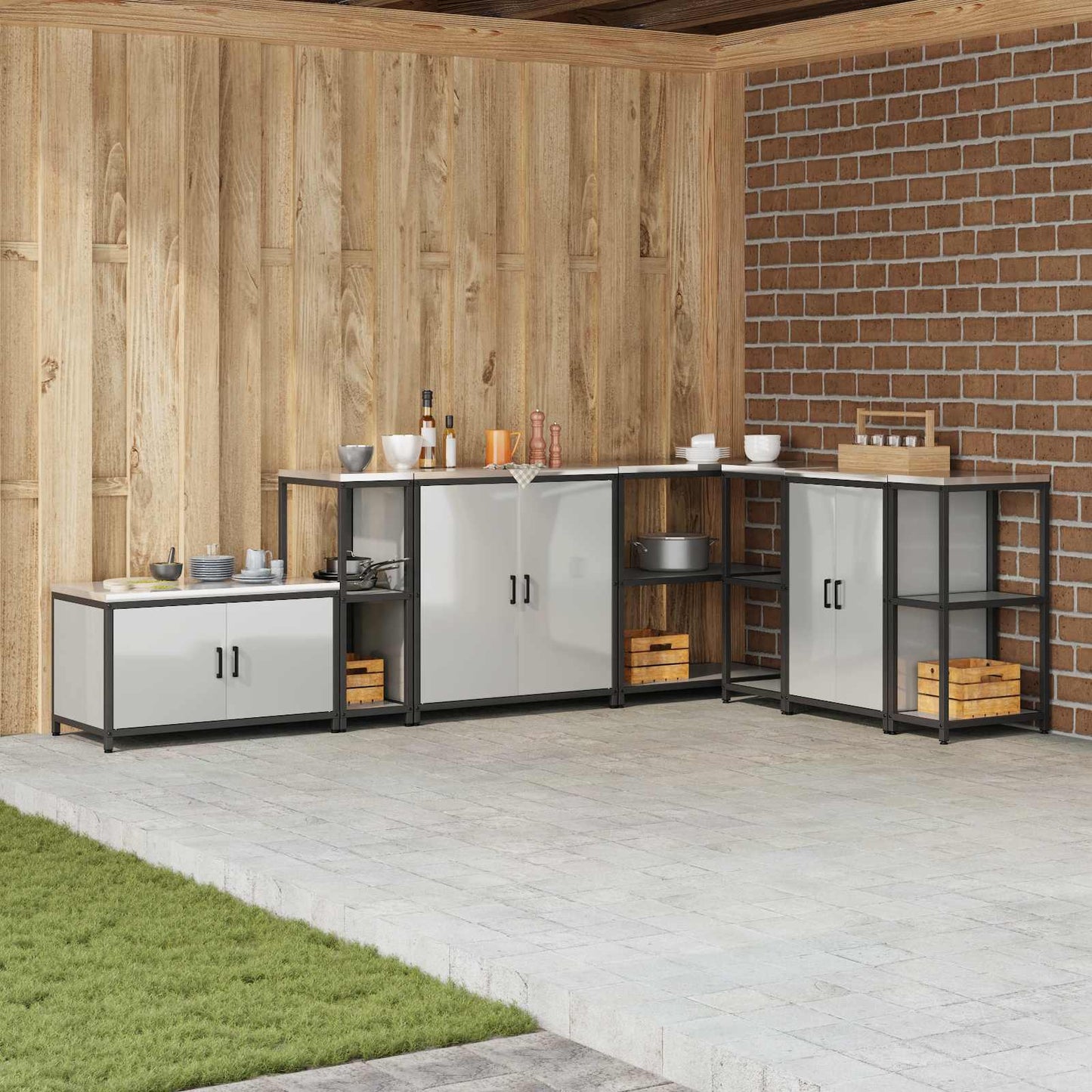vidaXL Αποθηκευτικός Χώρος Κουζίνας HATTEM Ασημί 30 x 50 x 92 εκ