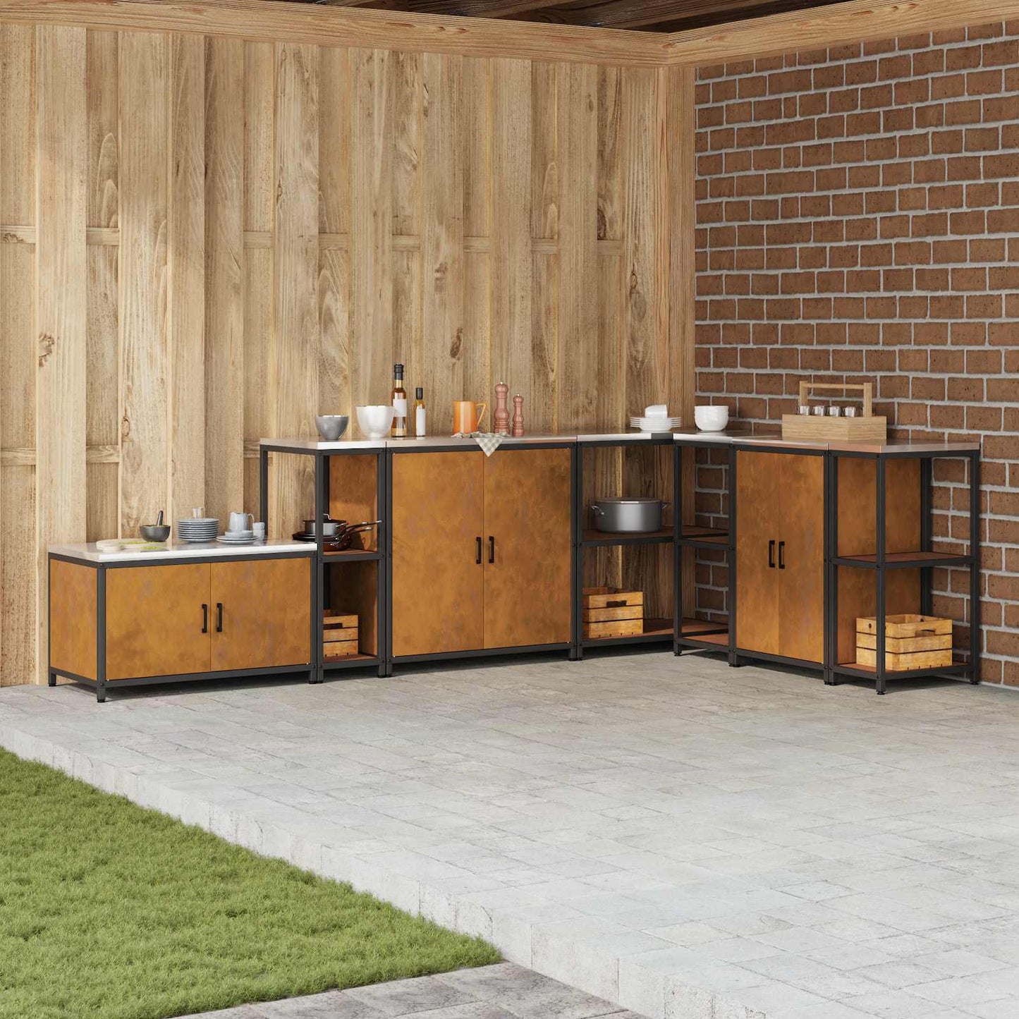 vidaXL Αποθηκευτικός Χώρος Κουζίνας Σκ rusty 60 x 50 x 92 εκ Ατσάλι