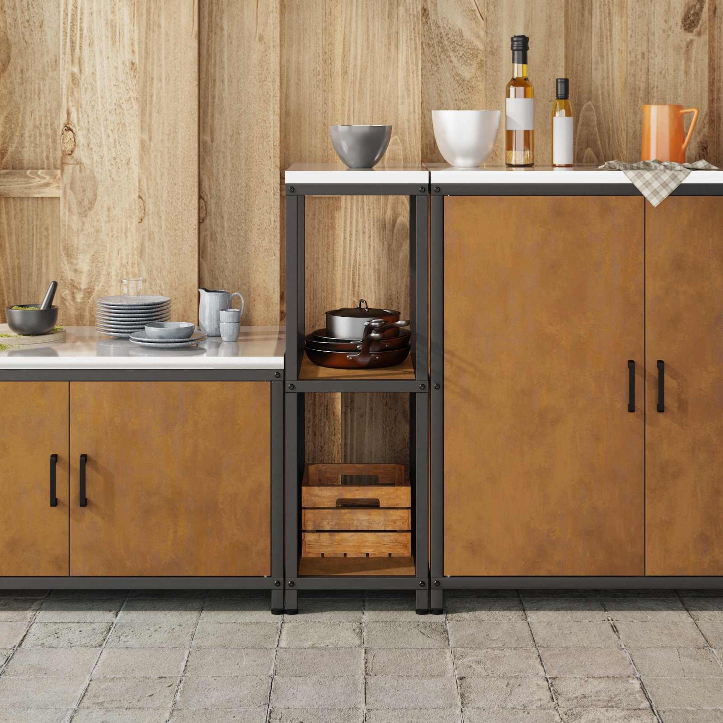 vidaXL Αποθηκευτικός Χώρος Κουζίνας Σκ rusty 60 x 50 x 92 εκ Ατσάλι