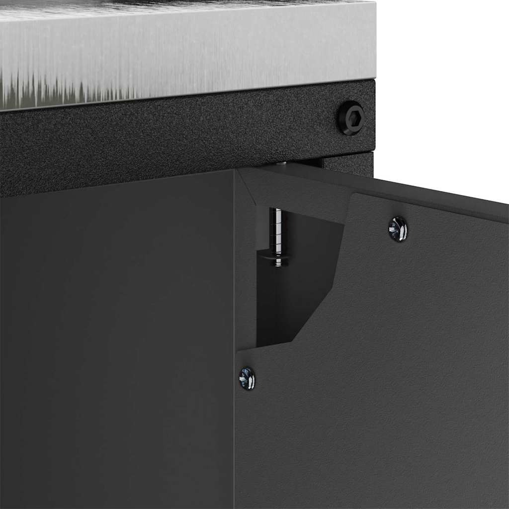 vidaXL Ντουλάπα Αποθήκευσης Κουζίνας με ράφι με πόρτα Μαύρο Ατσάλι