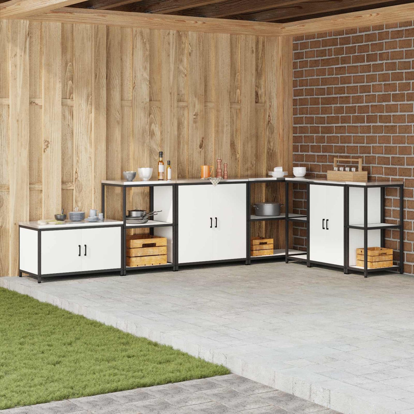 vidaXL Αποθηκευτικός Χώρος Κουζίνας Λευκό 60 x 50 x 92 εκ Ατσάλι