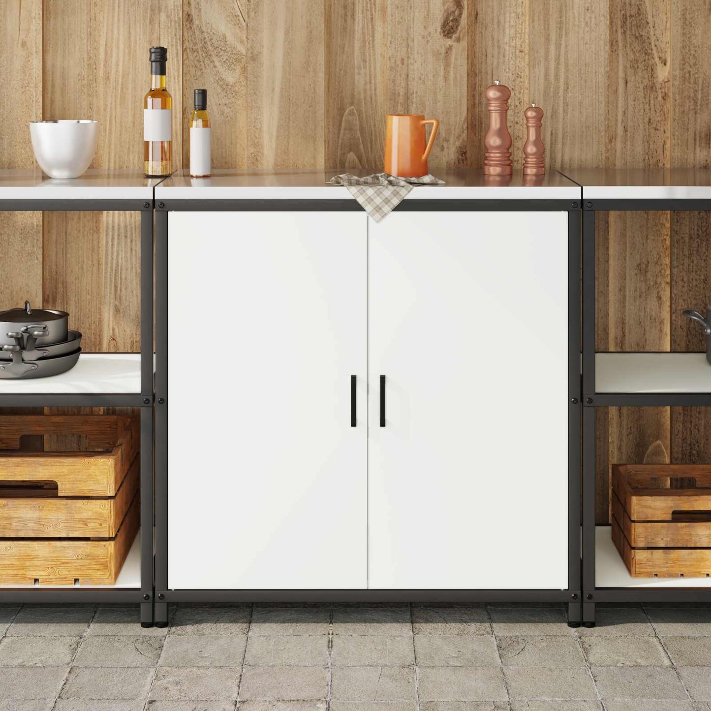 vidaXL Αποθηκευτικός Χώρος Κουζίνας Λευκό 60 x 50 x 92 εκ Ατσάλι