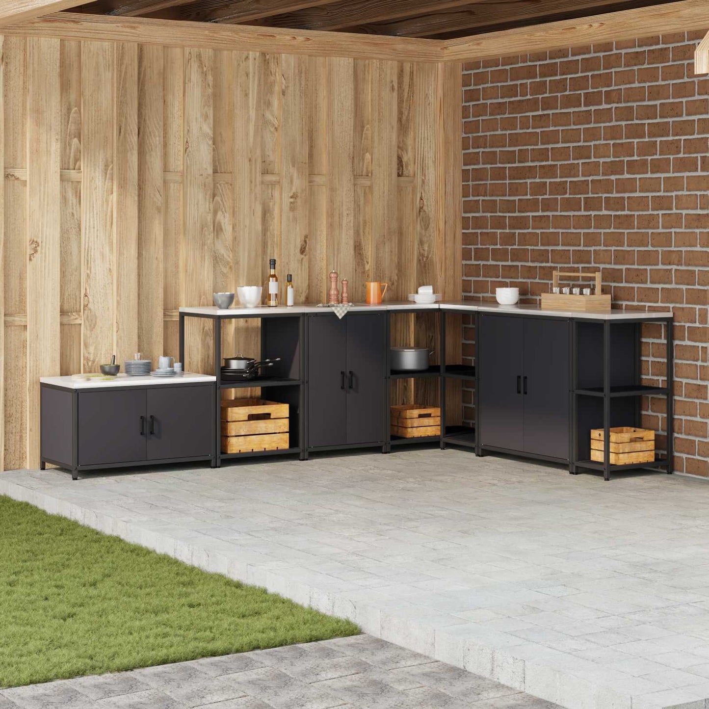 vidaXL Αποθηκευτικός Χώρος Κουζίνας HATTEM Μαύρο 60 x 50 x 92 εκ