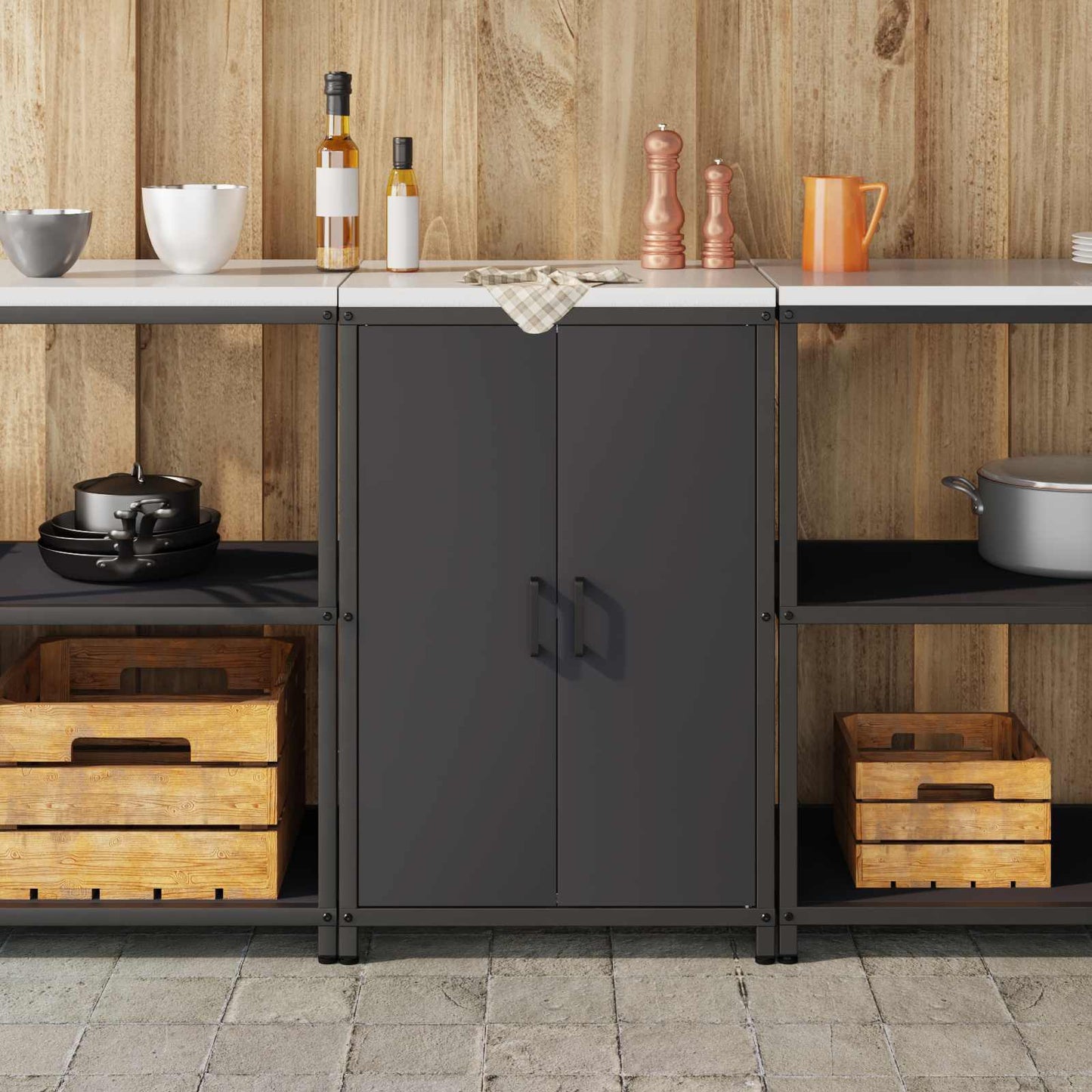 vidaXL Αποθηκευτικός Χώρος Κουζίνας HATTEM Μαύρο 60 x 50 x 92 εκ