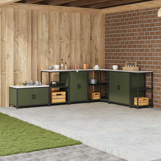 vidaXL Αποθηκευτικός Χώρος Κουζίνας HATTEM Λαδί 60 x 50 x 92 εκ Ατσάλι