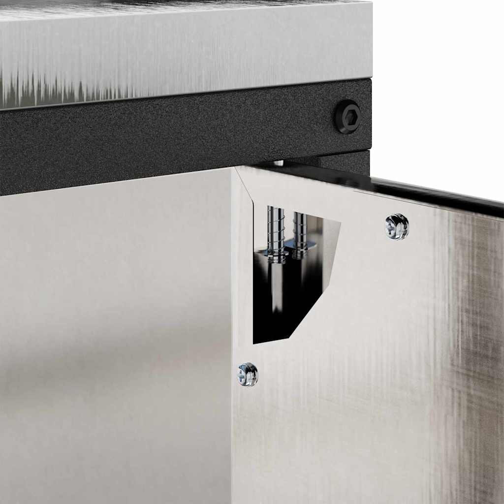 vidaXL Ντουλάπα Αποθήκευσης Κουζίνας με ράφι Ασημί Ανοξείδωτο ατσάλι